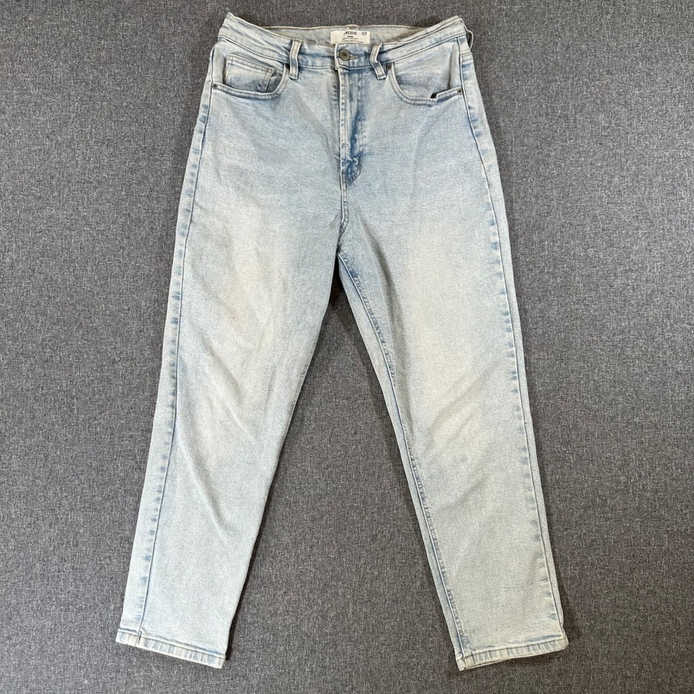 Ardene Mom Jeans Womens 07 Light Wash Blue Denim High Rise Tapered Pants Y2K